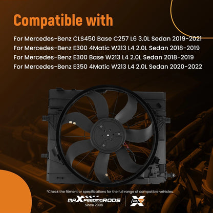 Electric Radiator Cooling Fan for Mercedes-Benz CLS450, E300, E450 (2016–2023)