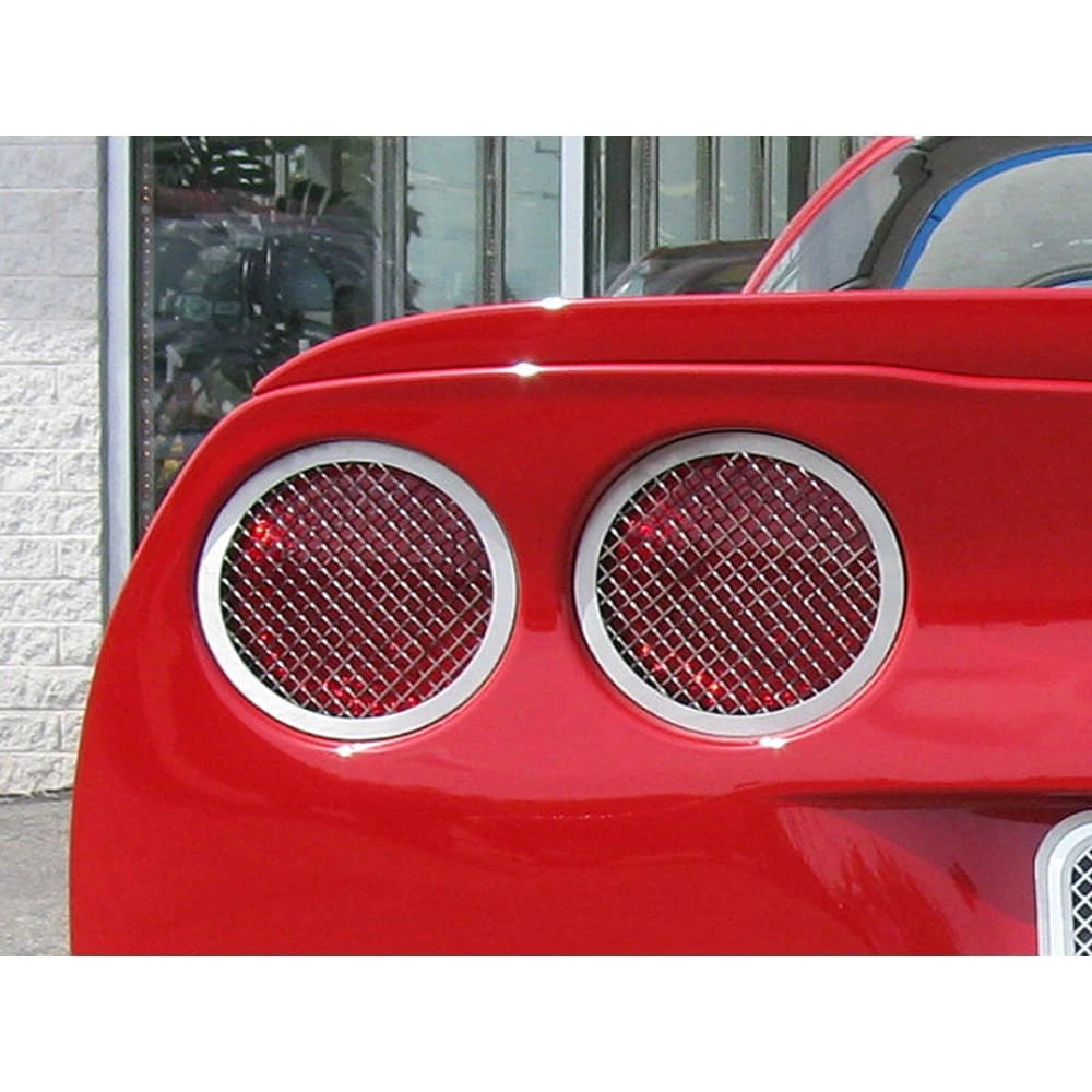 Polished Stainless Steel Laser Mesh Tail Light Grilles for 05-13 Chevy Corvette