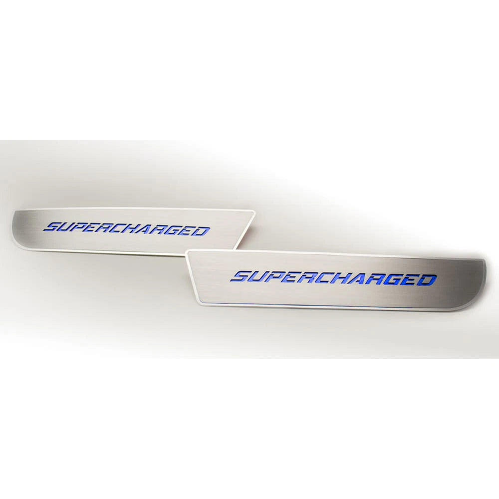 Front Door Badge Set with Yellow Carbon Fiber Supercharged Inlay for Charger (2011–2015)