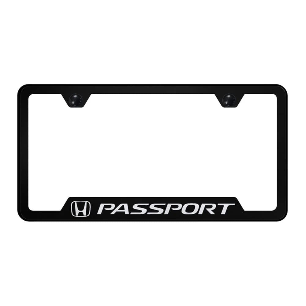 Black Laser Etched Cutout Bottom License Plate Frame for Honda Passport