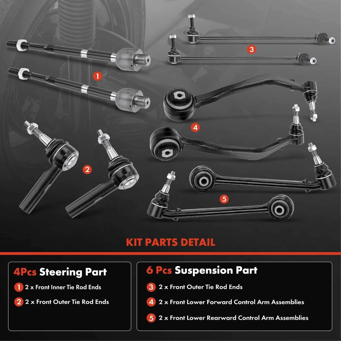 10x Front Control Arm and Ball Joint Assembly for Chevrolet Camaro (2010–2015)