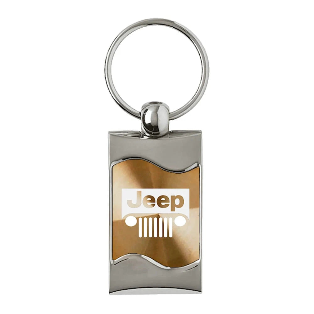 Grille on Gold Rectangular Wave Keychain - Officially Licensed for Jeep