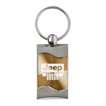 Grille on Gold Rectangular Wave Keychain - Officially Licensed for Jeep