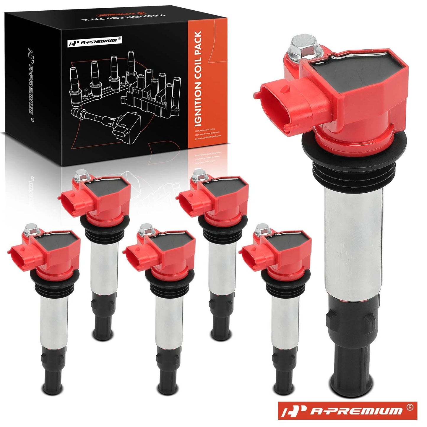 6x Red Ignition Coil for Chevrolet Traverse GMC Acadia Buick Enclave (2009–2017)