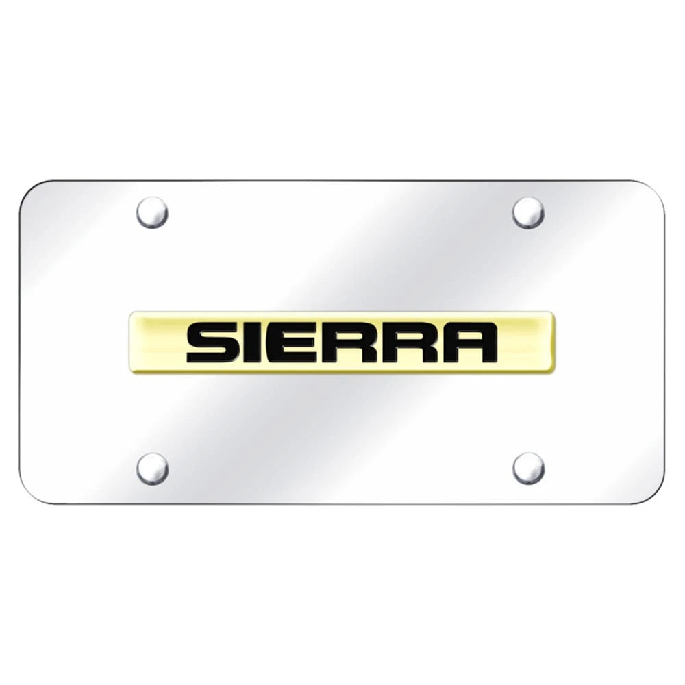 Gold Name on Chrome License Plate - Officially Licensed for GMC Sierra