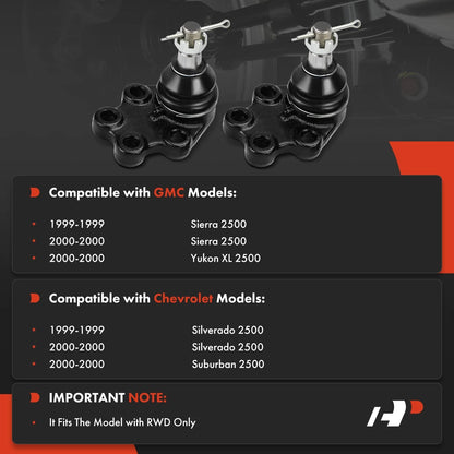 2X Front Lower Side Ball Joint for Chevrolet Silverado 2500 (1999–2000)