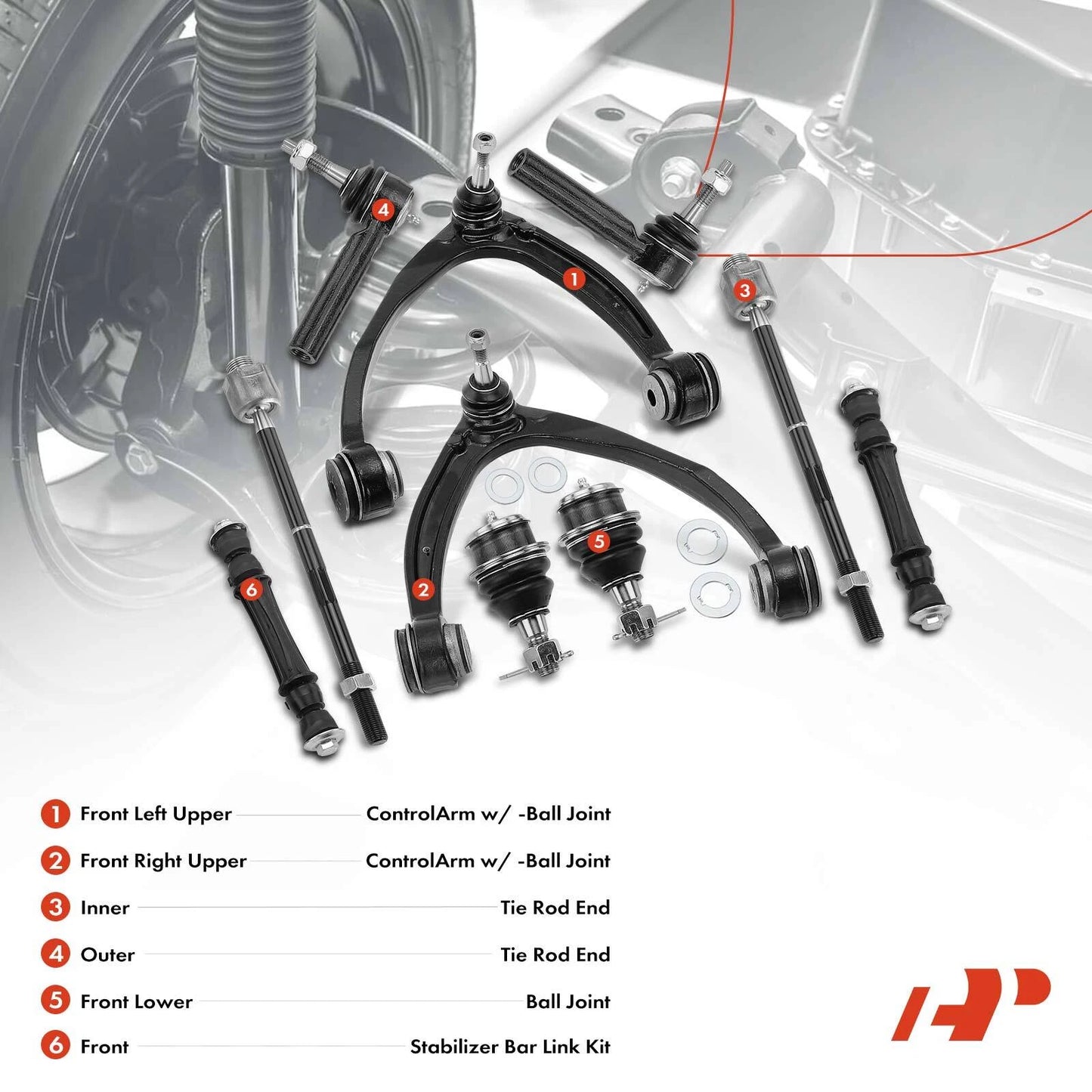 12x Front Control Arm with Ball Joint & Wheel Hub Bearing for Silverado