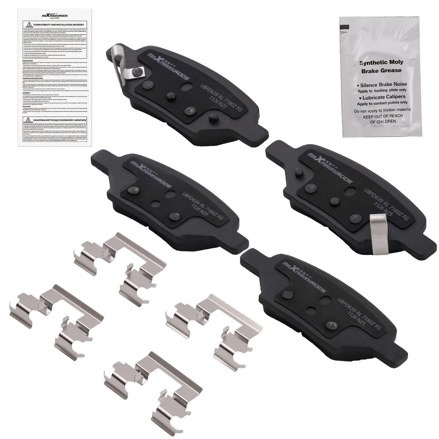 4PCS Rear Ceramic Brake Pads for Pontiac G5 G6 Pursuit Saturn Aura Ion (2007–2010)