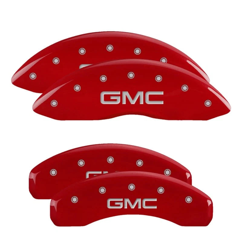 Front and Rear Red Caliper Covers for 2015-2020 GMC Yukon XL by MGP