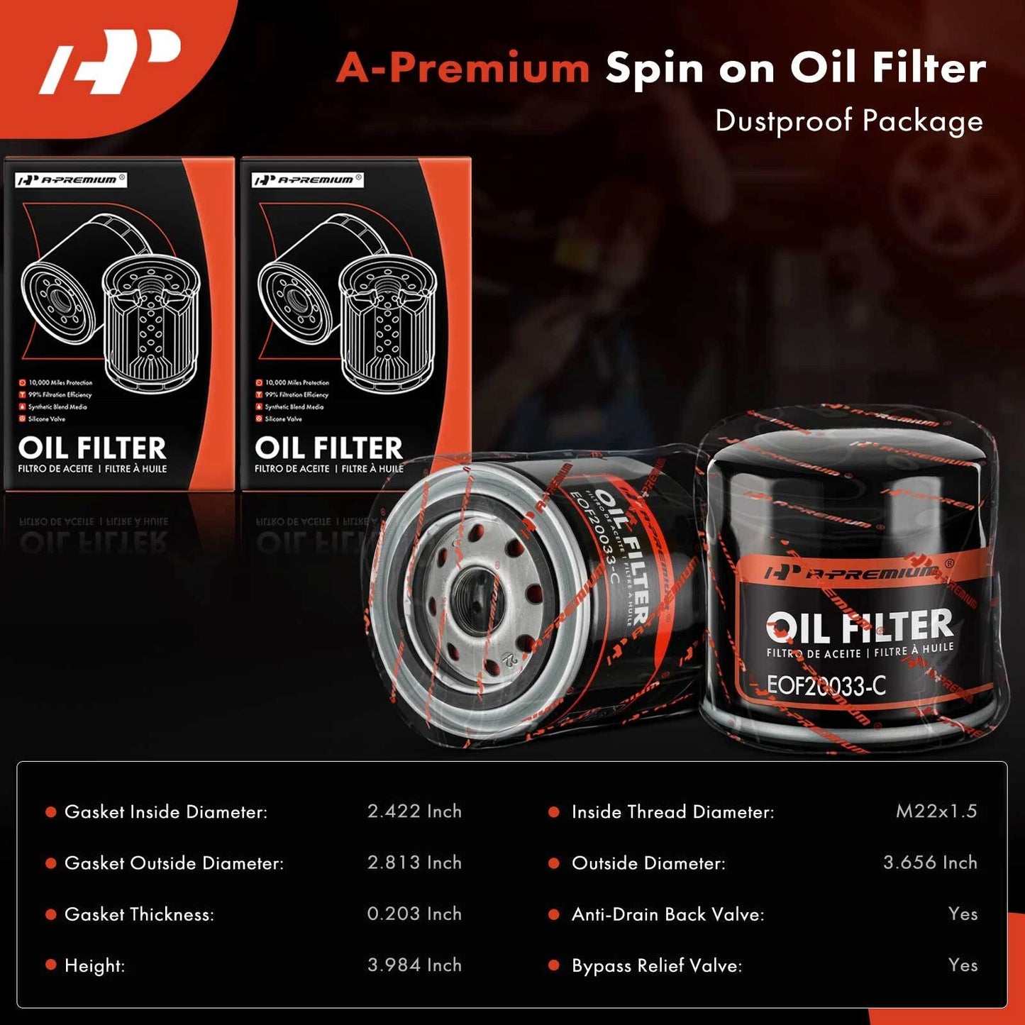2X Engine Oil Filter for Silverado 4500 HD (2019) & Ram 1500 (2011–2013, 2021–2023)