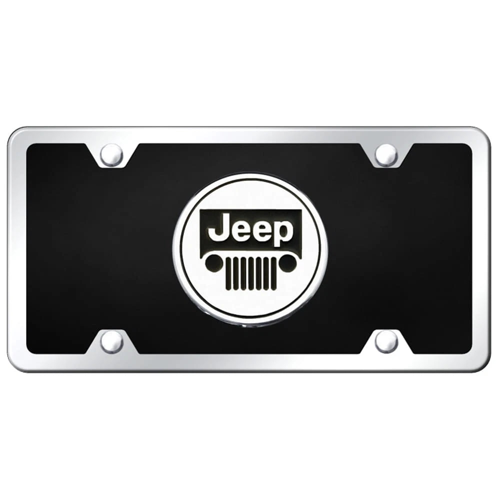 Chrome on Chrome/Black Acrylic License Plate Kit - Officially Licensed for Jeep