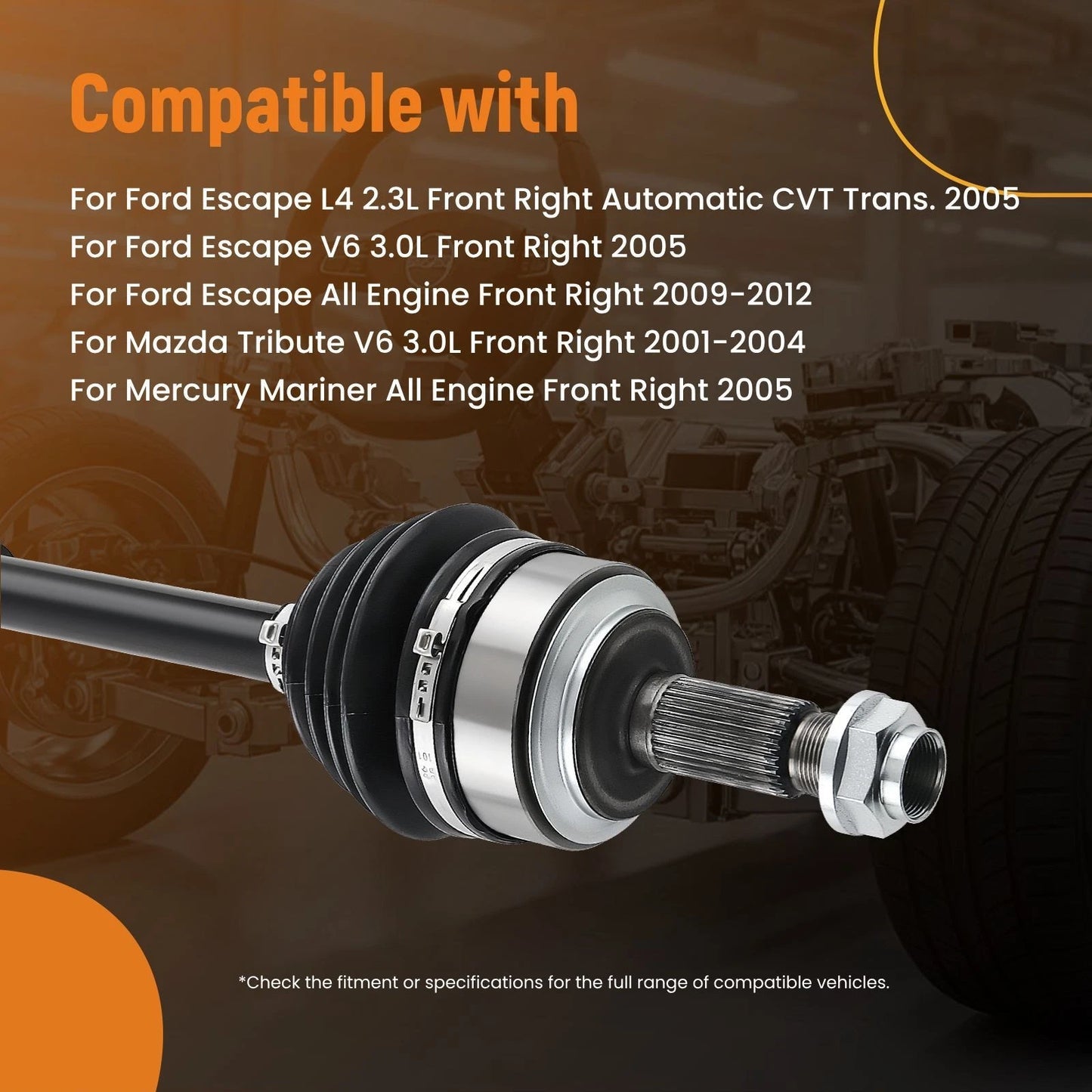 Front Right CV Axle Shaft for Ford Escape Mazda Tribute Mercury Mariner (2001–2012)