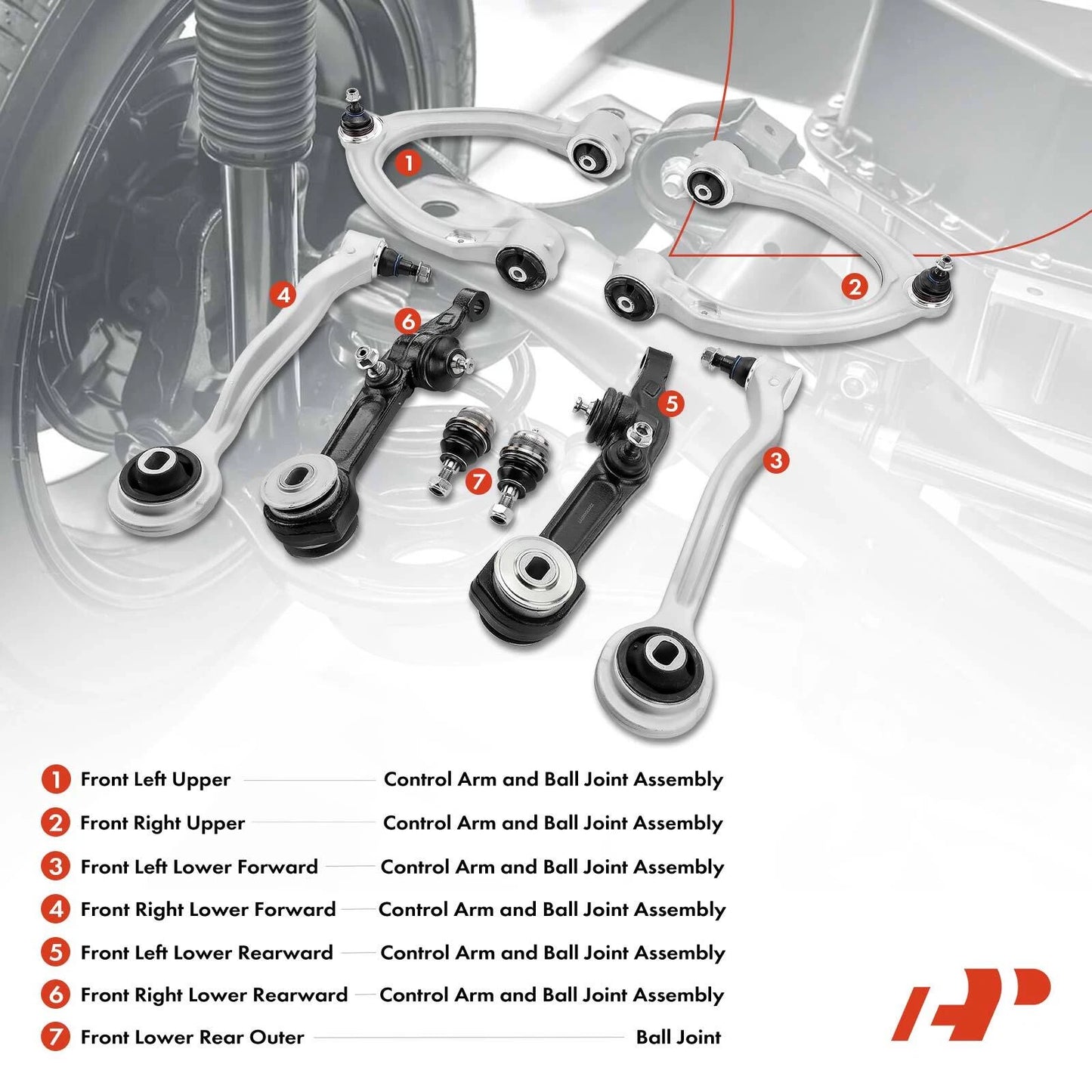8x Front Control Arm Ball Joint Assembly for Mercedes-Benz S-Class (2000–2013)