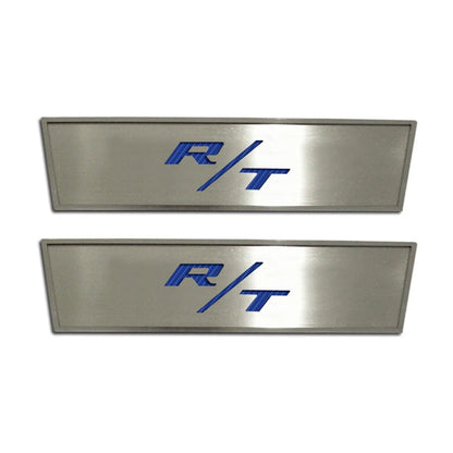 Door Badges Brushed Finish with R T Inlay for 2009–2014 Dodge Challenger