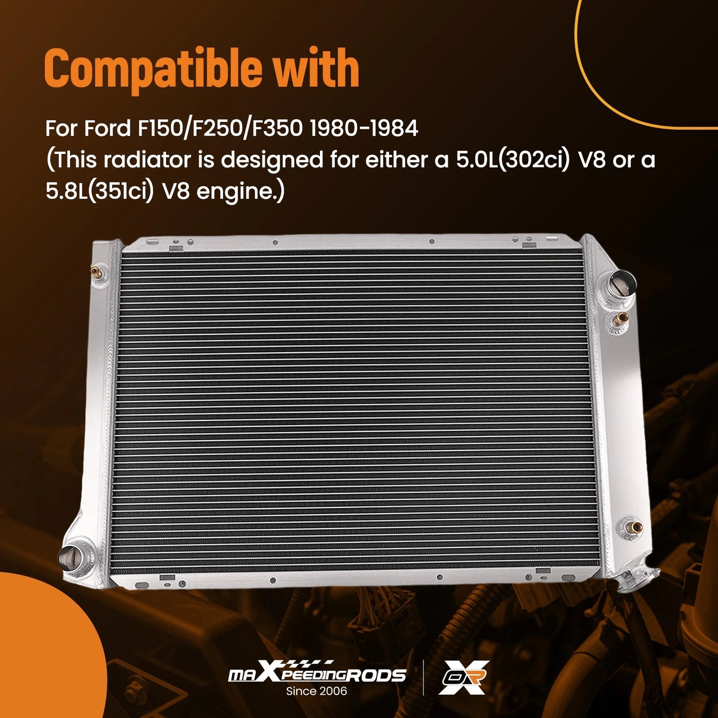 Engine Bay Radiator for Ford F-150 F-250 F-350 (1980–1984) AT Crossflow