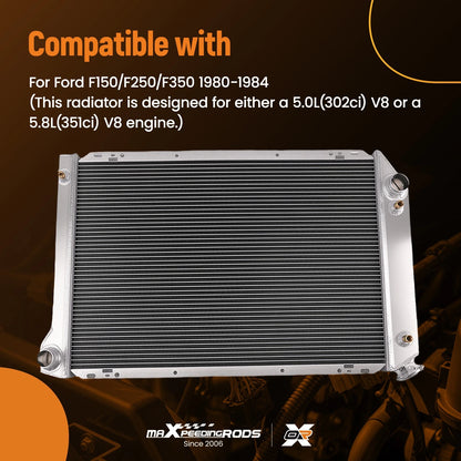 Engine Bay Radiator for Ford F-150 F-250 F-350 (1980–1984) AT Crossflow