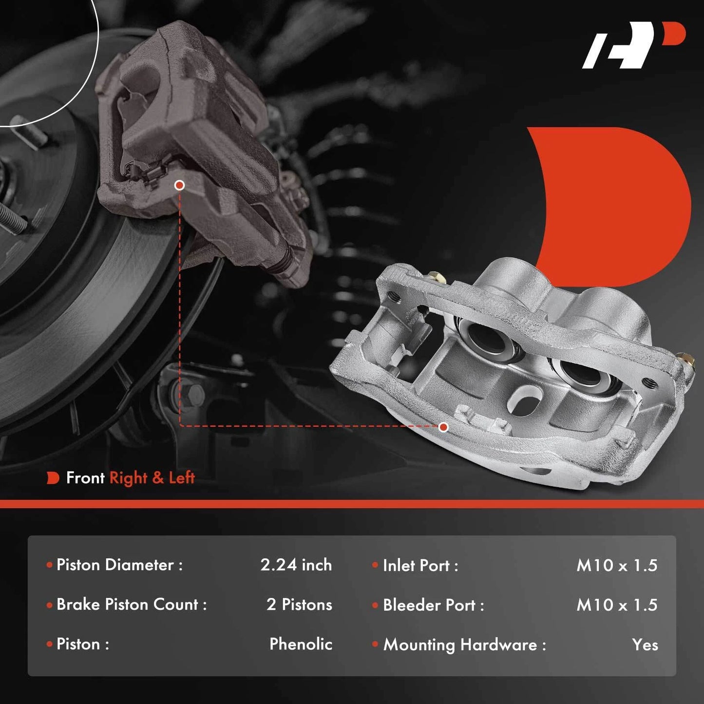 2X Front Brake Calipers with Bracket for Chevy Silverado 2500 (1999–2004)