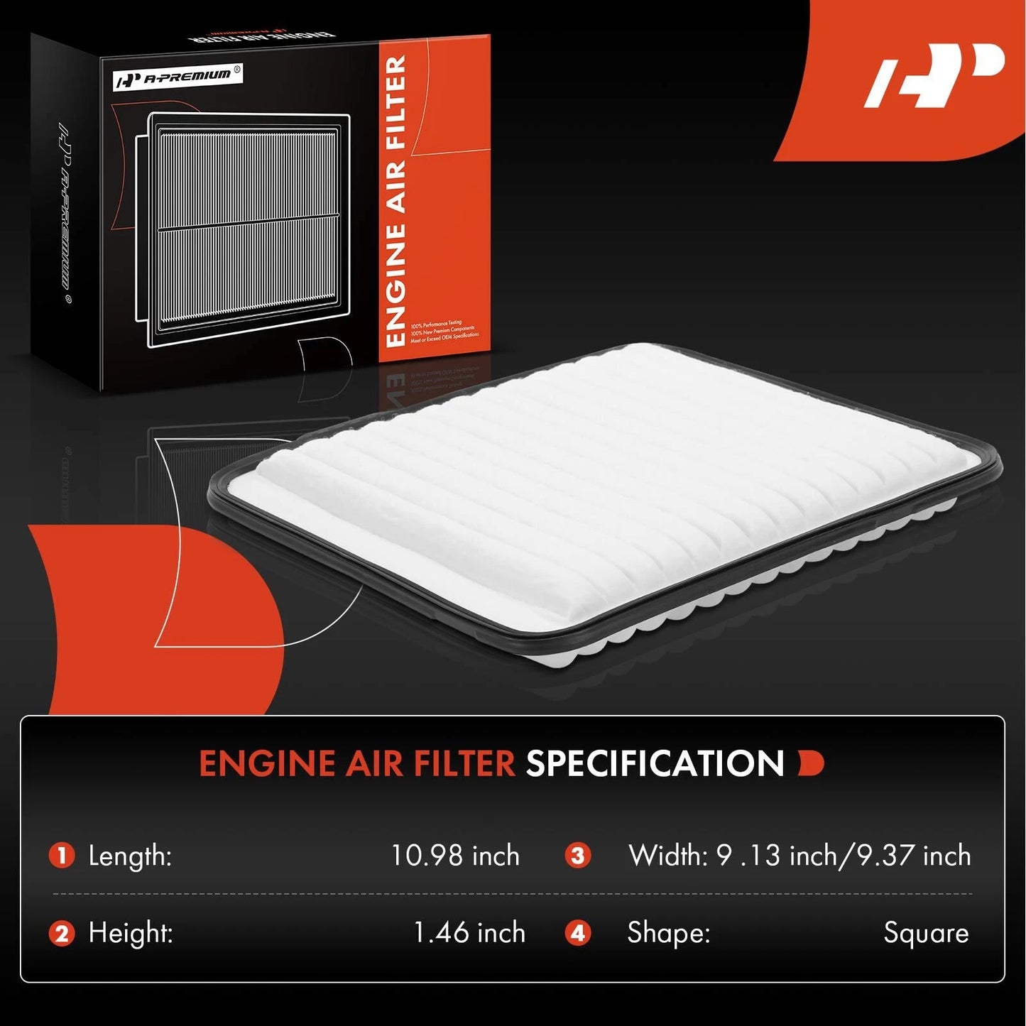 2X Engine Air Filter for Chevrolet Equinox (2005–2009) Malibu (2008–2012)