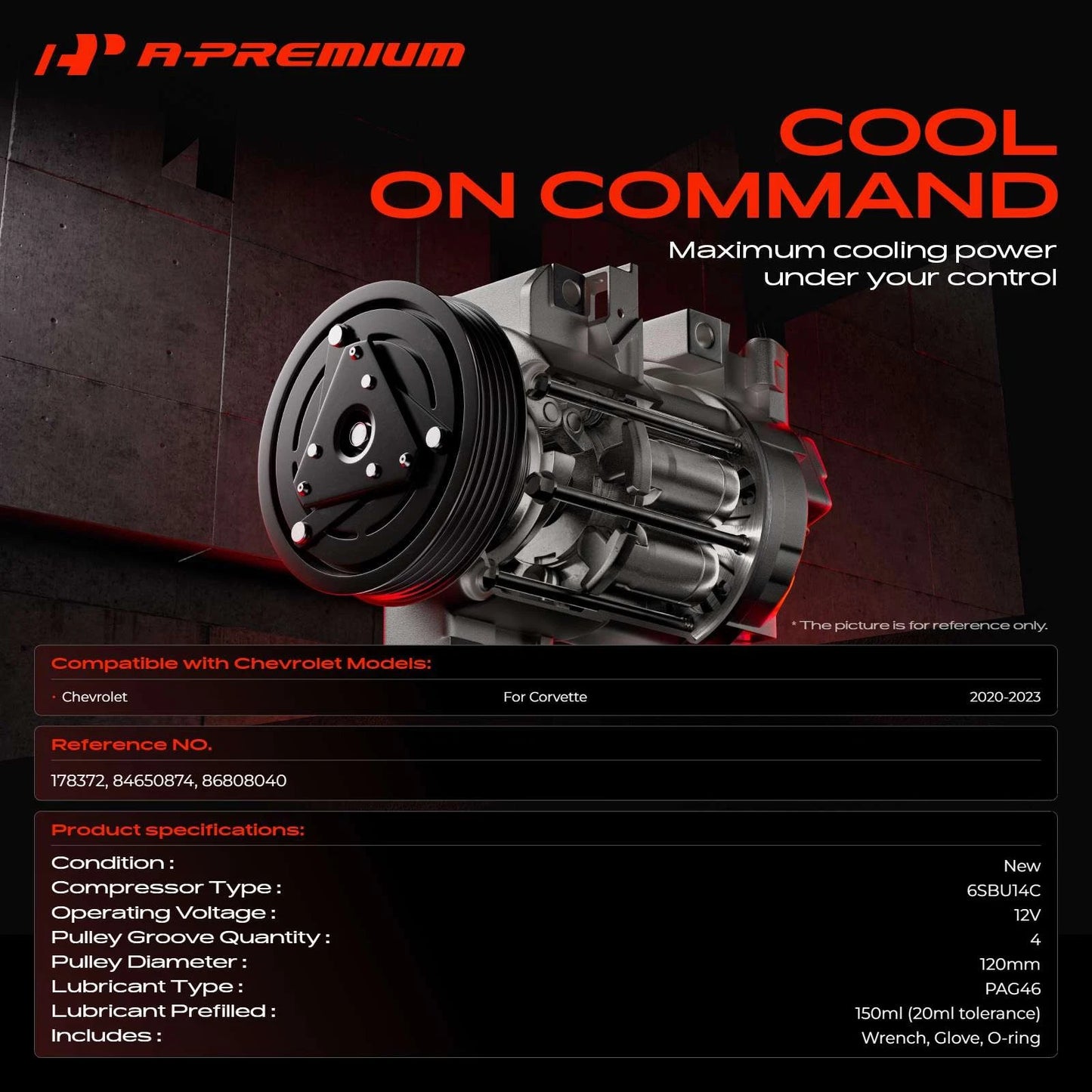 A/C Compressor with Clutch for Chevrolet Corvette (2020–2023)