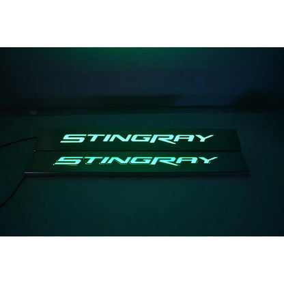 Door Sill Kit Replacement with Red LED Logo for 2014-2019 Corvette