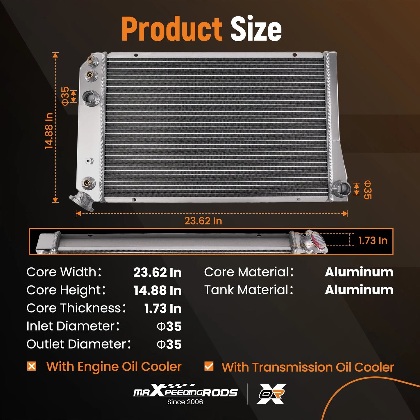 Aluminum Radiator for Chevrolet Corvette 5.7L V8 (1984–1990)