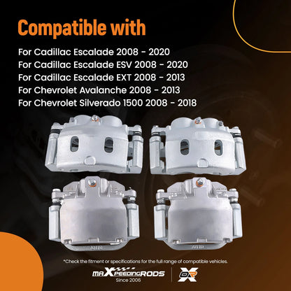 Front & Rear Brake Calipers Left Right for Cadillac Escalade ESV 2007–2014