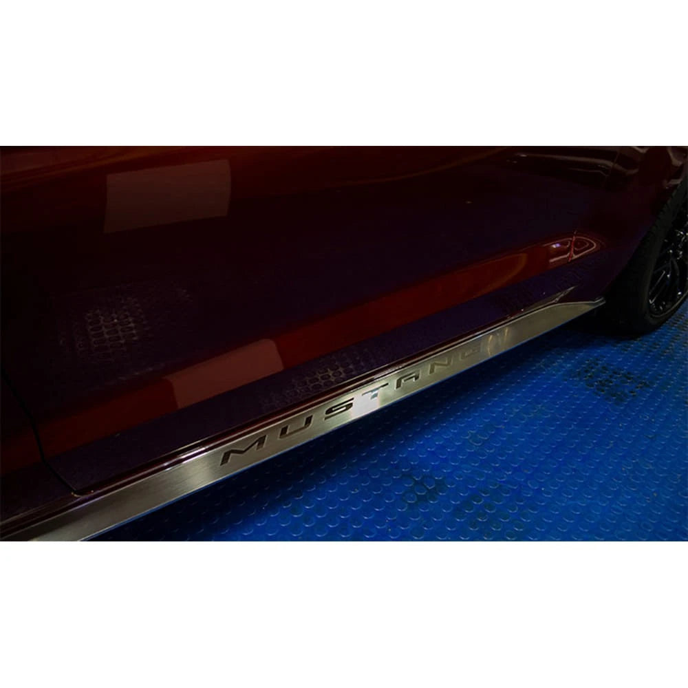 Brushed Stainless Side Skirt Overlays Replacement for Ford Mustang (2015–2016)