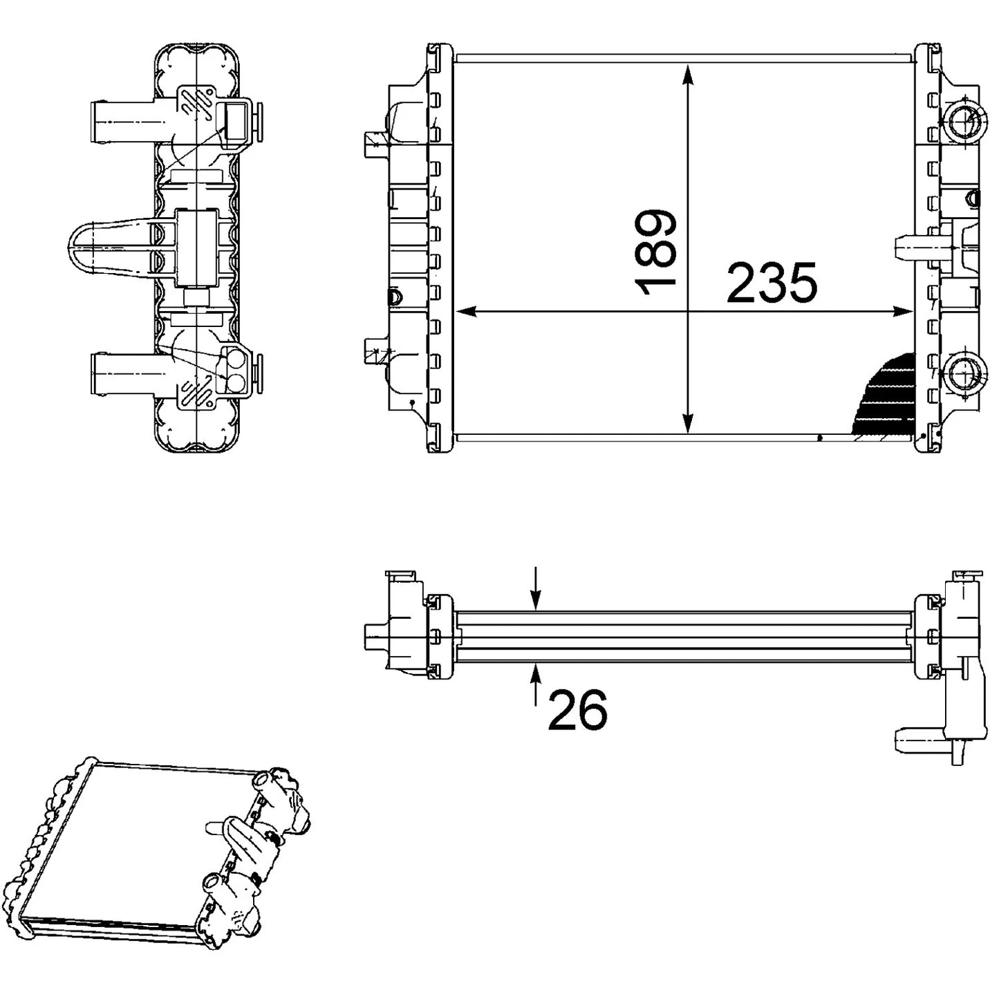 Replacement Plastic/Aluminum Driver Side Radiator For 2010-2012 Audi S4