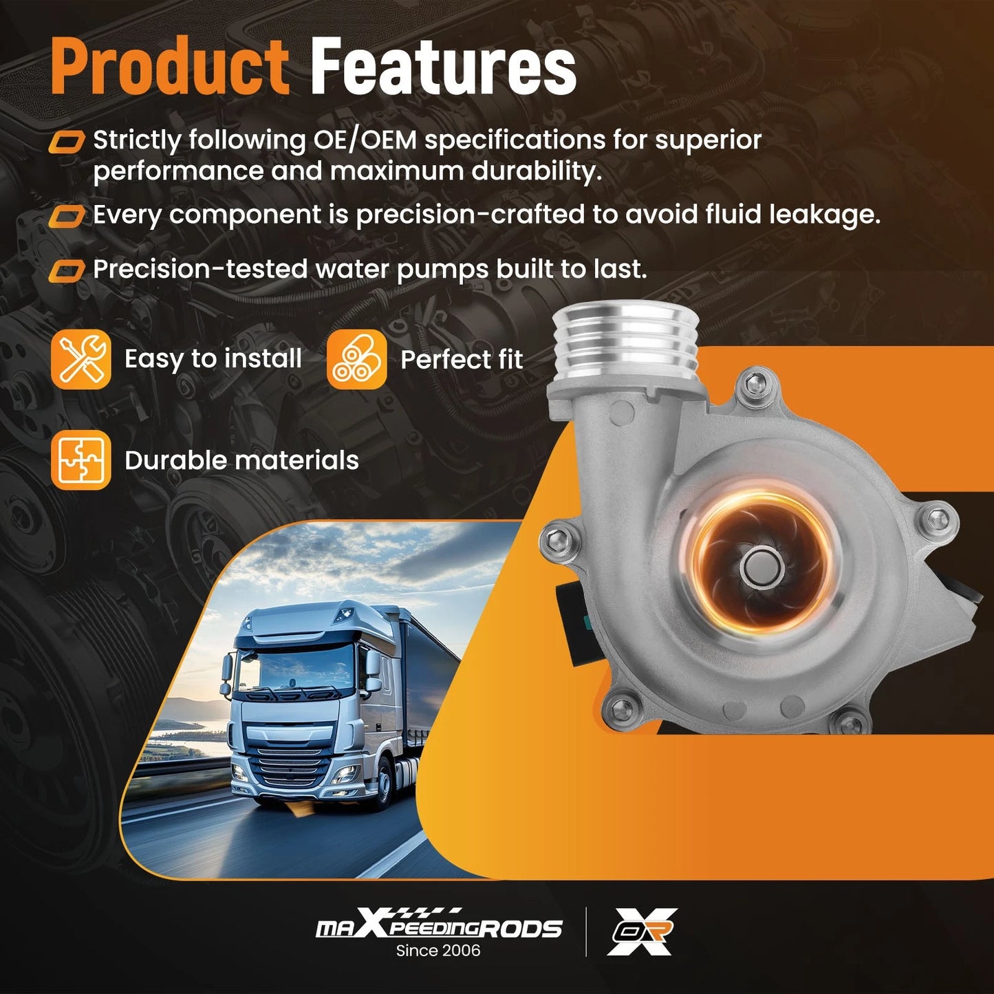 Engine Water Pump for BMW N20 F20 F21 320i 328i xDrive (2011–2016)