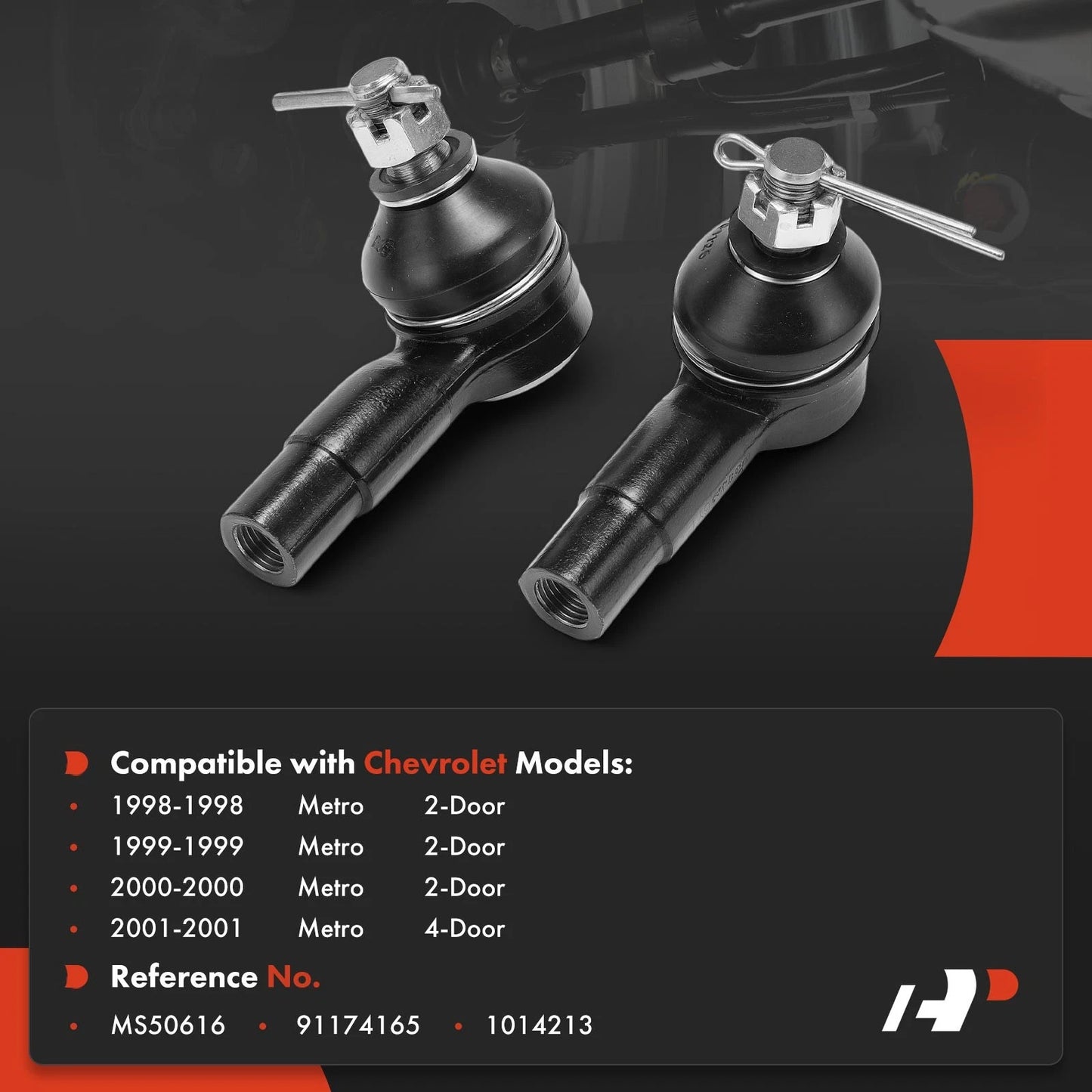 2X Front Outer Tie Rod End for Chevrolet Metro (1998–2001)