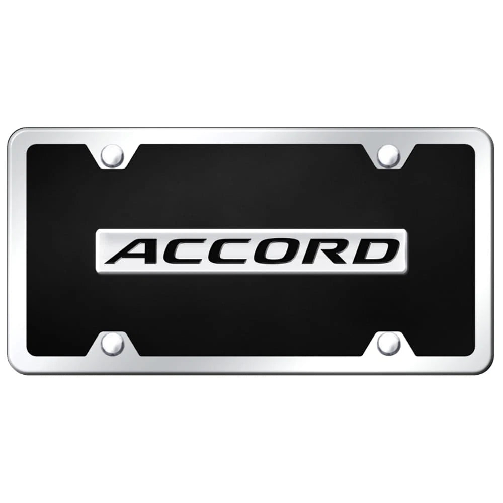 Chrome on Black Acrylic License Plate Kit - Officially Licensed for Honda Accord