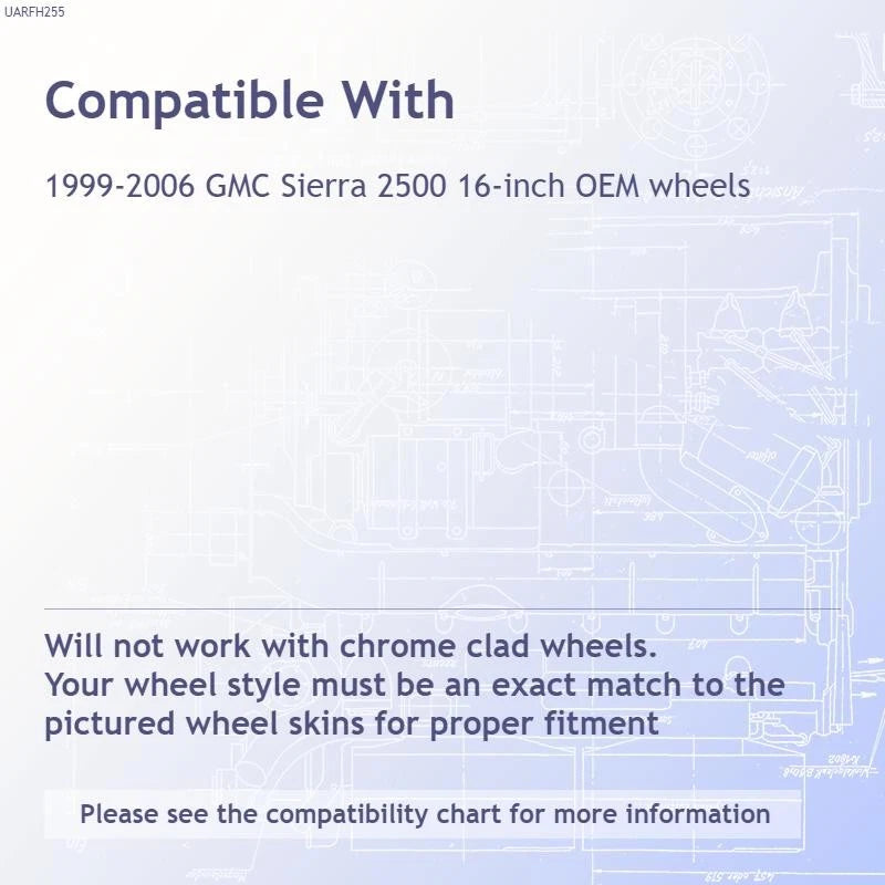 Chrome Wheel Skins 16 inch Replacement for 1999-2006 GMC Sierra 2500