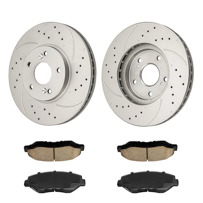 Front Drilled & Slotted Brake Rotors & Ceramic Pads for Honda Pilot (2003–2008)