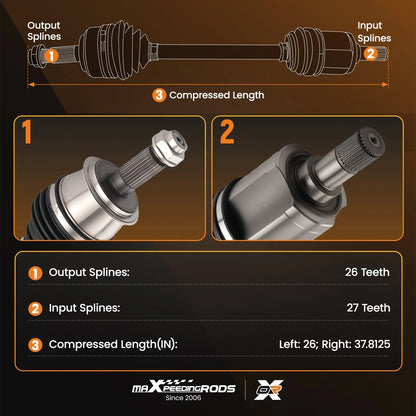 2Pack Front Left and Right CV Axle Shaft for Honda Accord 2003–2007