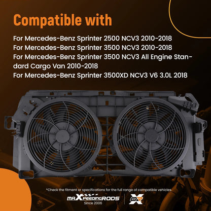 Electric Radiator Cooling Fan for Mercedes-Benz Sprinter 2500/3500 (2010–2018)