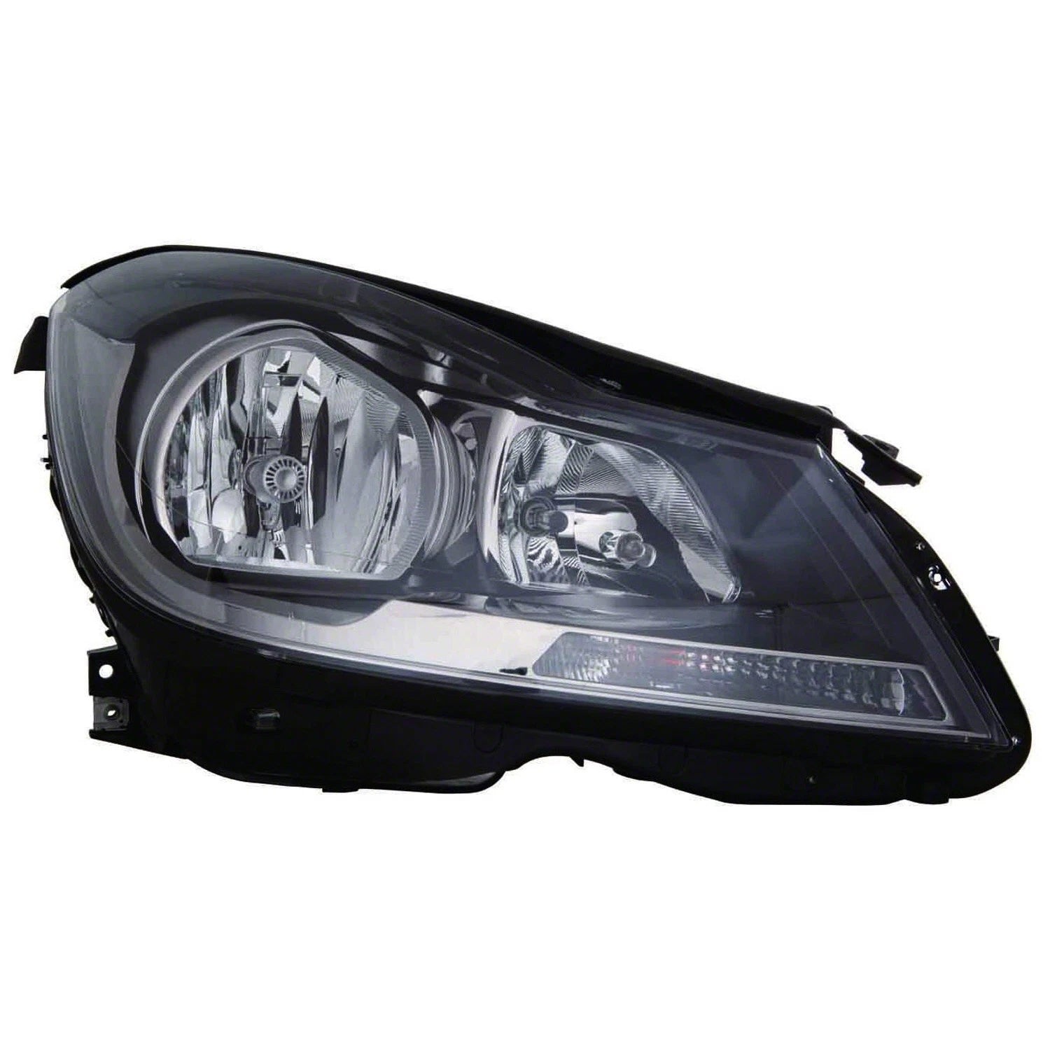 Replacement Black Passenger Side Halogen Headlight Assembly w/o Cornering Lamps