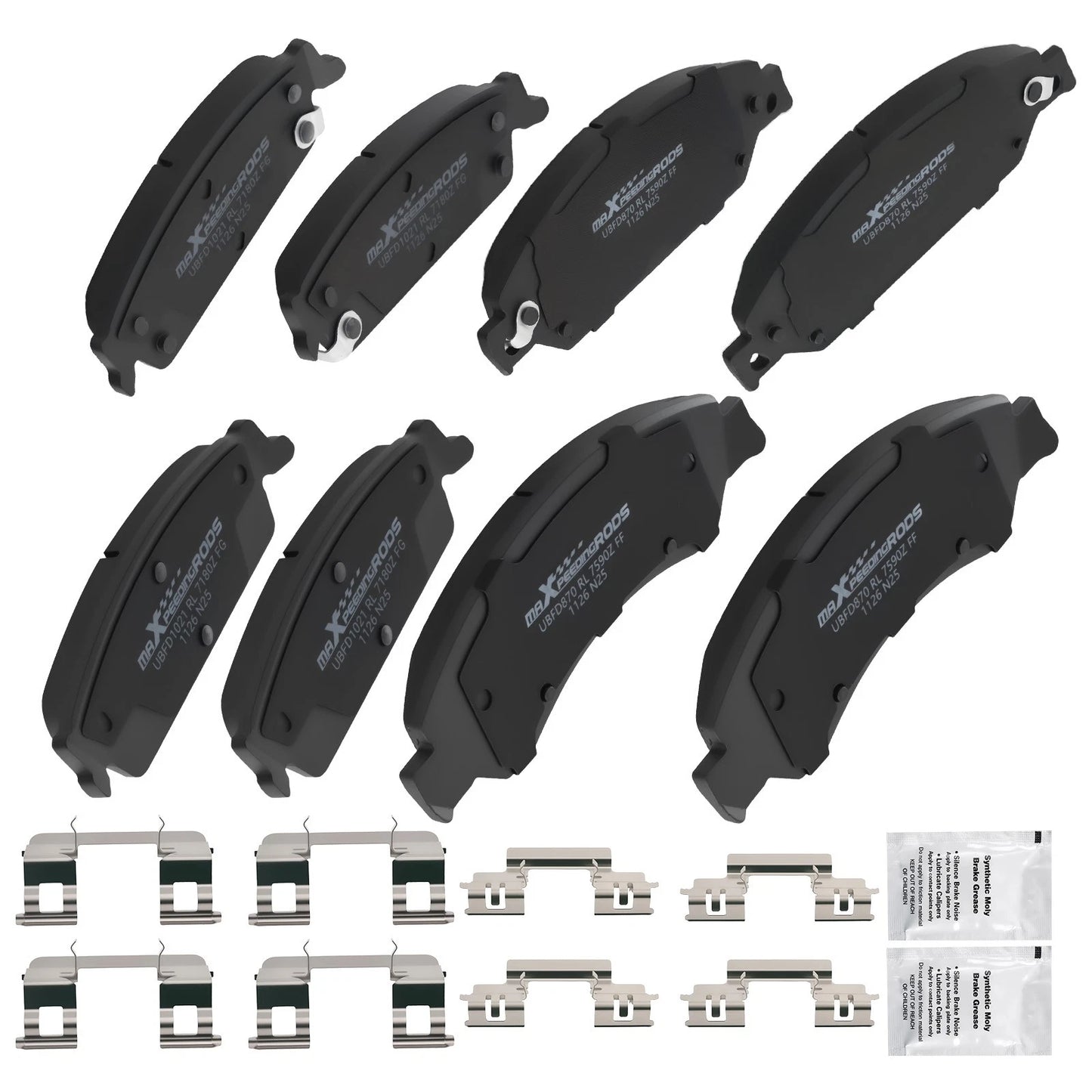 Front & Rear Brake Pads Kit for GMC Sierra 1500/Yukon/Yukon XL (2007-2014)