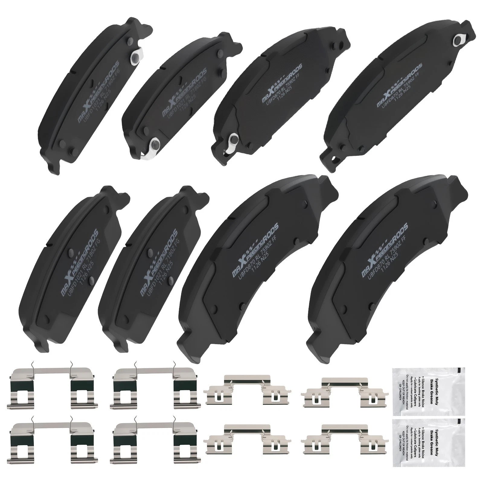 Front & Rear Brake Pads Kit for GMC Sierra 1500/Yukon/Yukon XL (2007-2014)