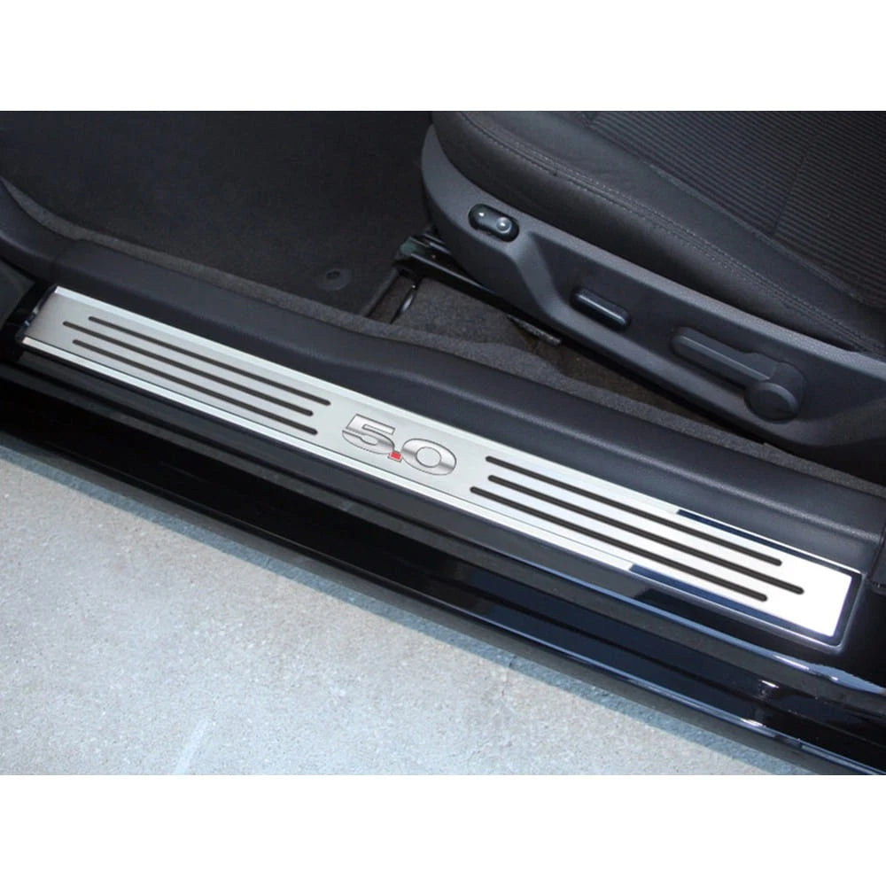 Slotted Door Sill Trim Kit w/Carbon Fiber Inlay&'5.0' Inlay for 2010-14 Mustang