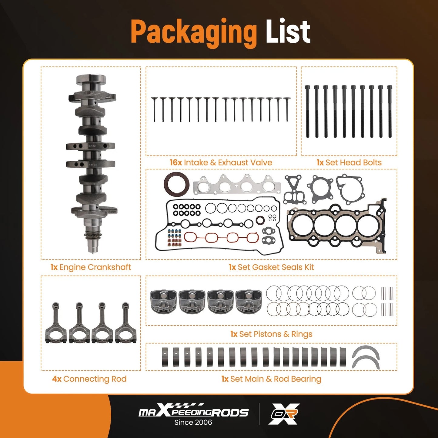 Engine Overhaul Rebuild Kit for Hyundai Accent Veloster Kia Soul (2018–2022)