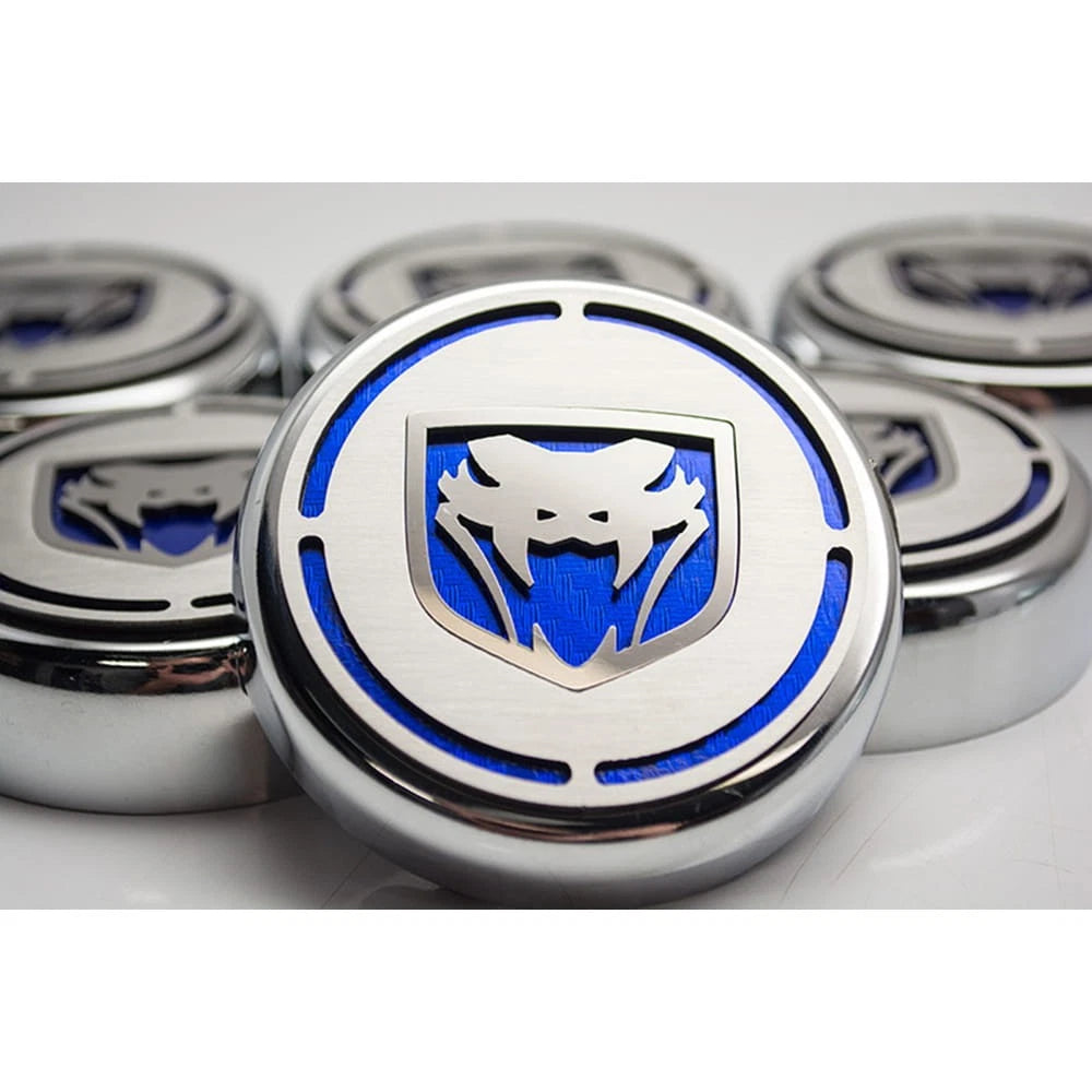 Cap Covers w/Yellow Carbon Fiber Fangs Inlay&Brushed Accent for 2003-2006 Viper