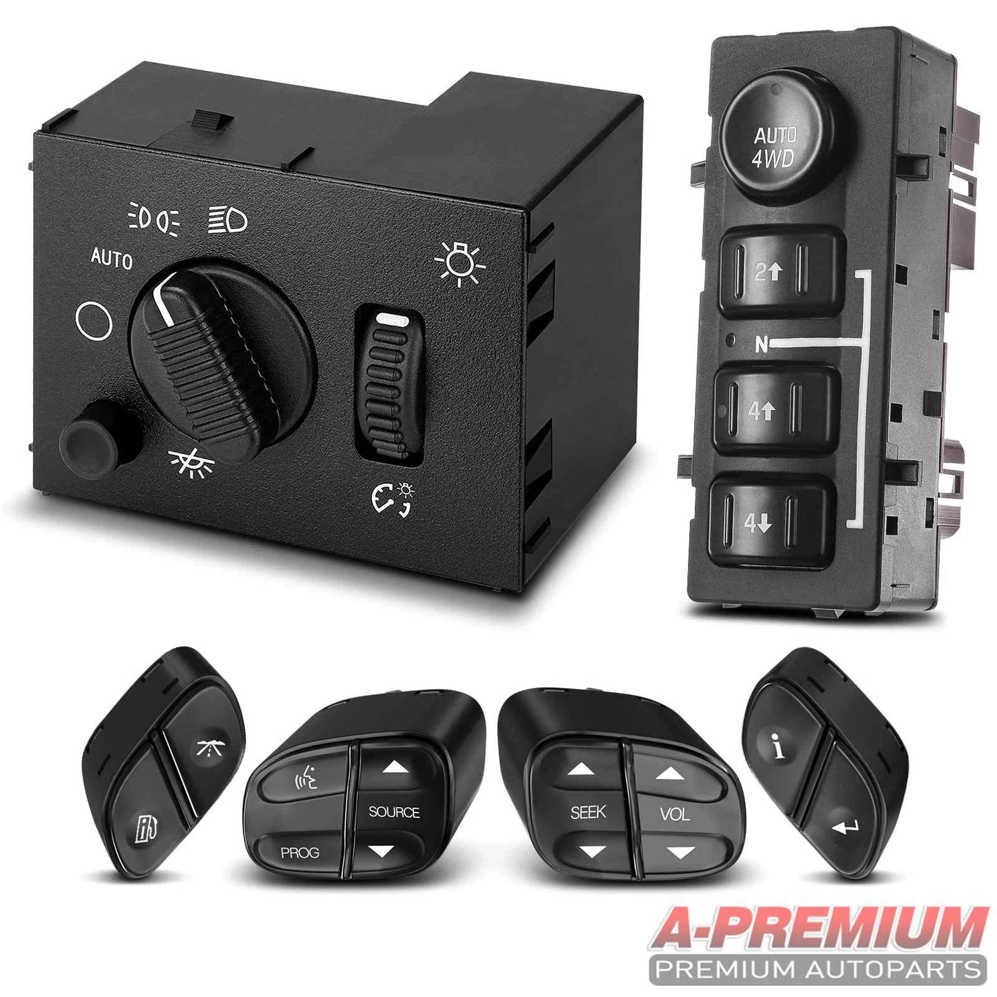 6X 4WD Selector, Steering Wheel & Headlight Switch for Cadillac Chevy