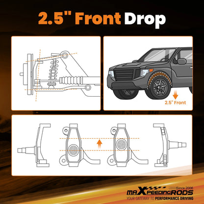 2.5 Inch Drop Spindles Lowering Kit for Chevy C10 2WD (1973–1987)