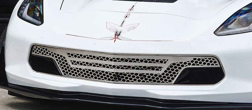 3pc Polished Stainless Grille Overlay for 2014-19 Chevy Corvette GS/Z06 Stingray