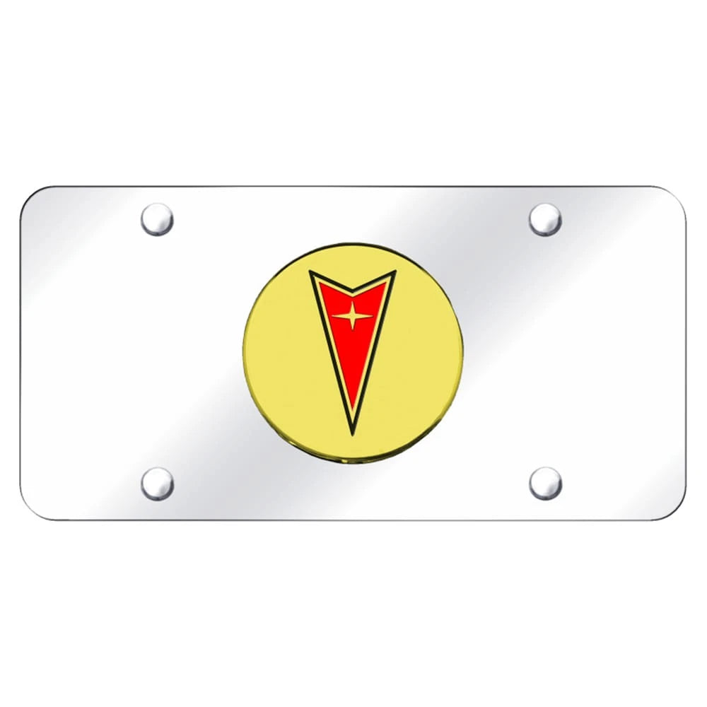 Gold Logo on Chrome License Plate - Officially Licensed for Pontiac