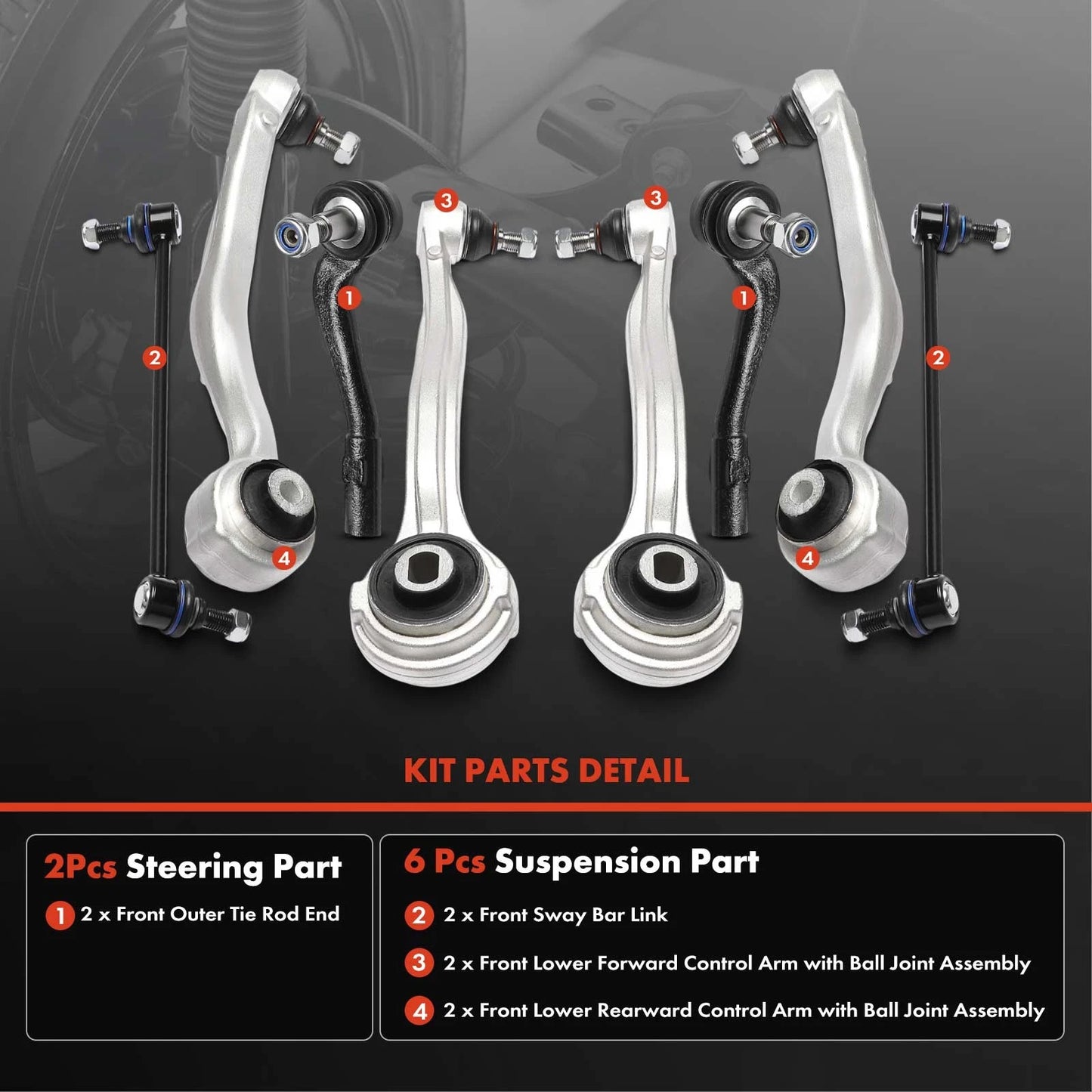8X Front Control Arm with Ball Joint for Mercedes-Benz C250 (2012–2015)