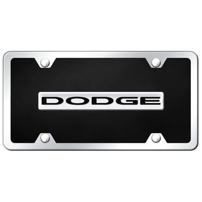 Chrome on Black Acrylic License Plate Kit - Officially Licensed for Dodge
