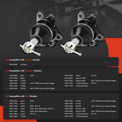 2X Front Upper Ball Joint for Chevrolet Tahoe GMC Yukon (1995–2000)