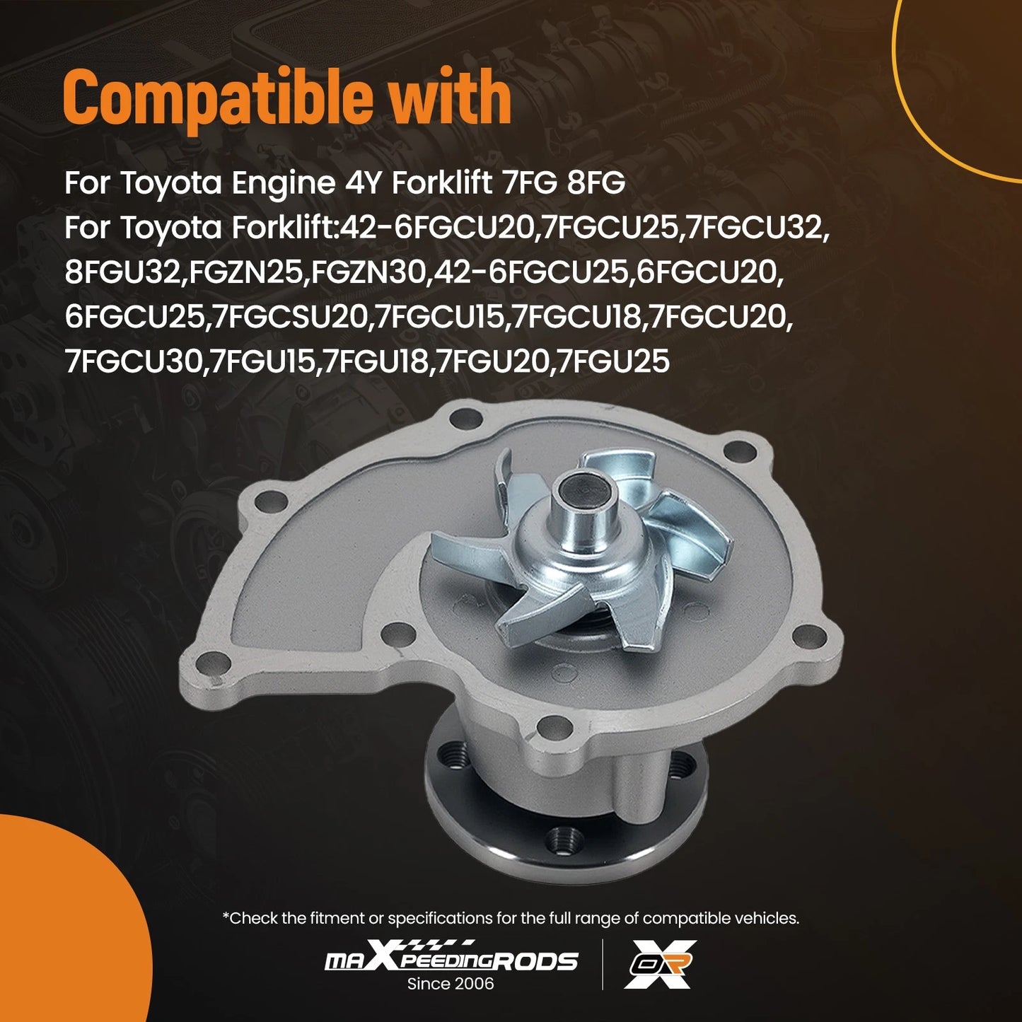 Coolant Water Pump Assembly for Toyota Forklift 7FGU15 8FGU18 (2017–2021)