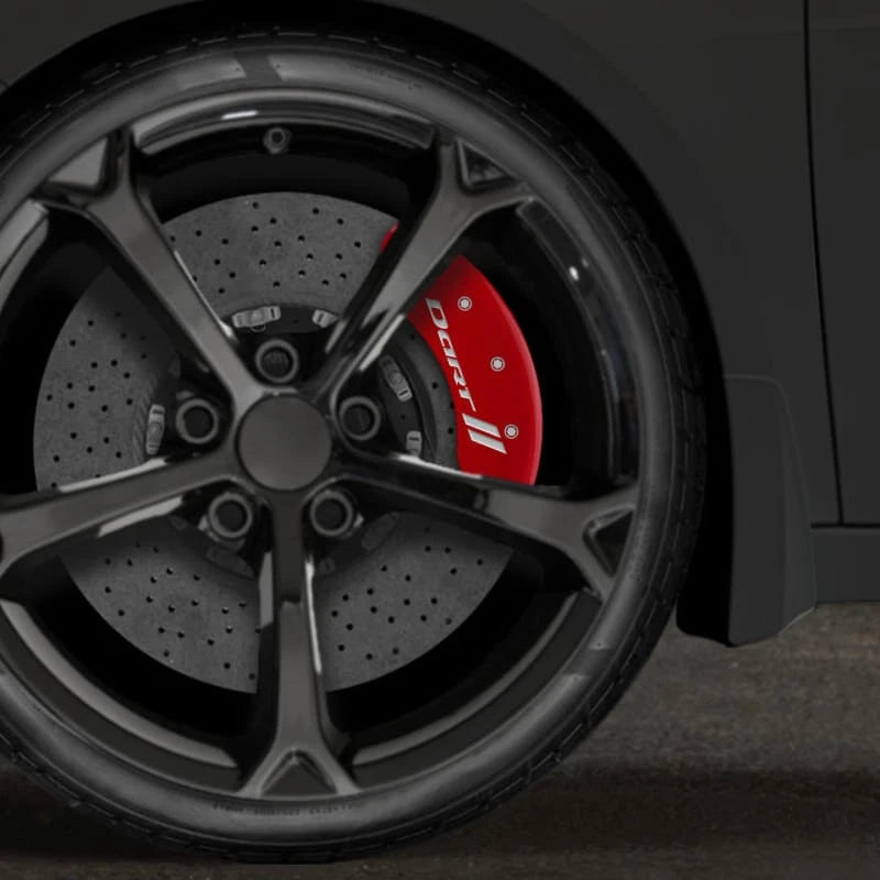 Red w/Stripes Caliper Covers for 2013-2016 Dodge Dart by MGP